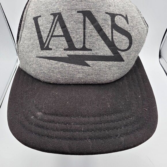 Vans Gray Black Trucker Snapback Logo Hat Mesh Back Casual Outdoors Travel - Picture 5 of 8
